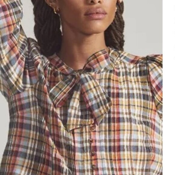 NWT: Pilcro Plaid Buttondown Blouse - Picture 1 of 2